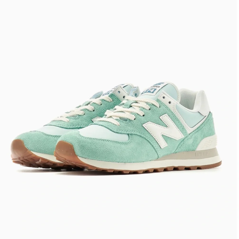 New Balance 574 Unisex Retro Running Shoes / Sneakers - Aqua Green / White - Picture 7 of 14